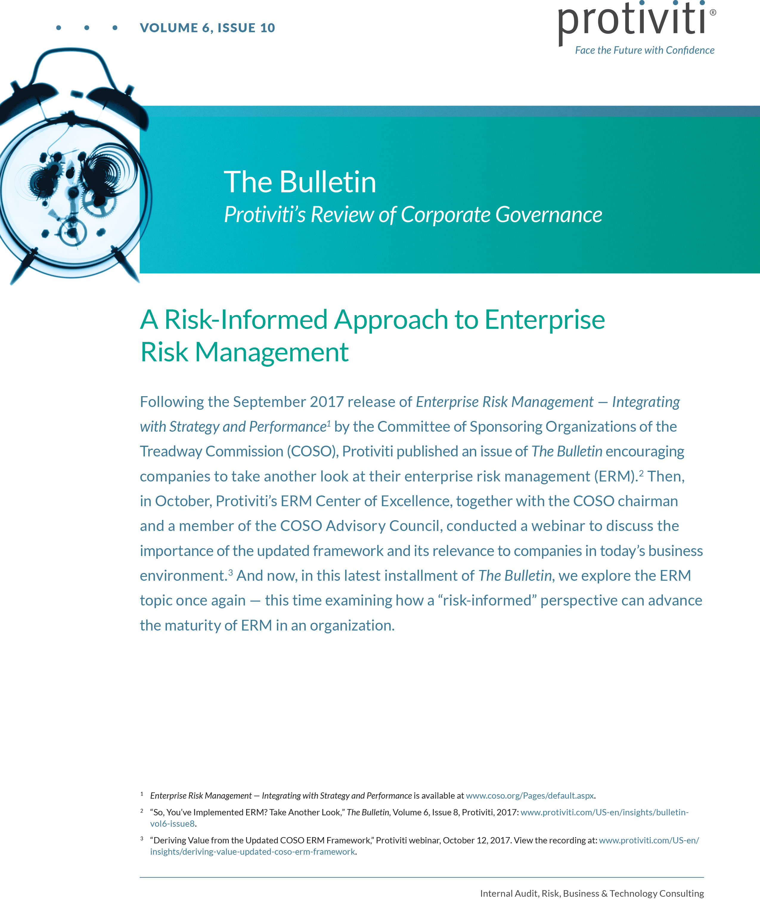 Screenshot of the first page of A Risk-Informed Approach to Enterprise Risk Management