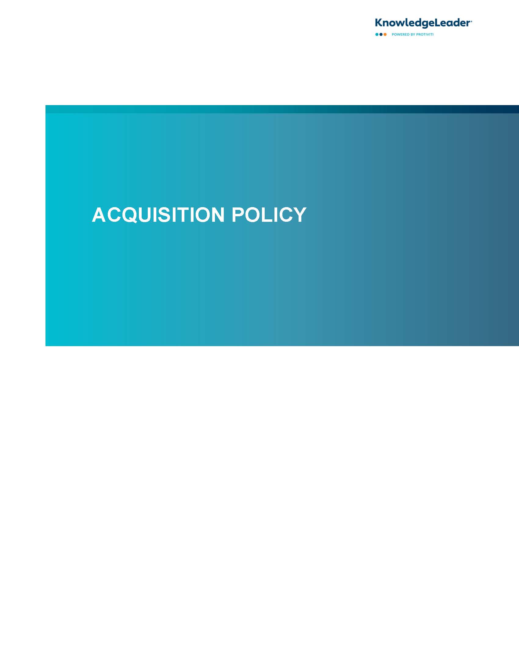 Screenshot of the first page of Acquisition Policy