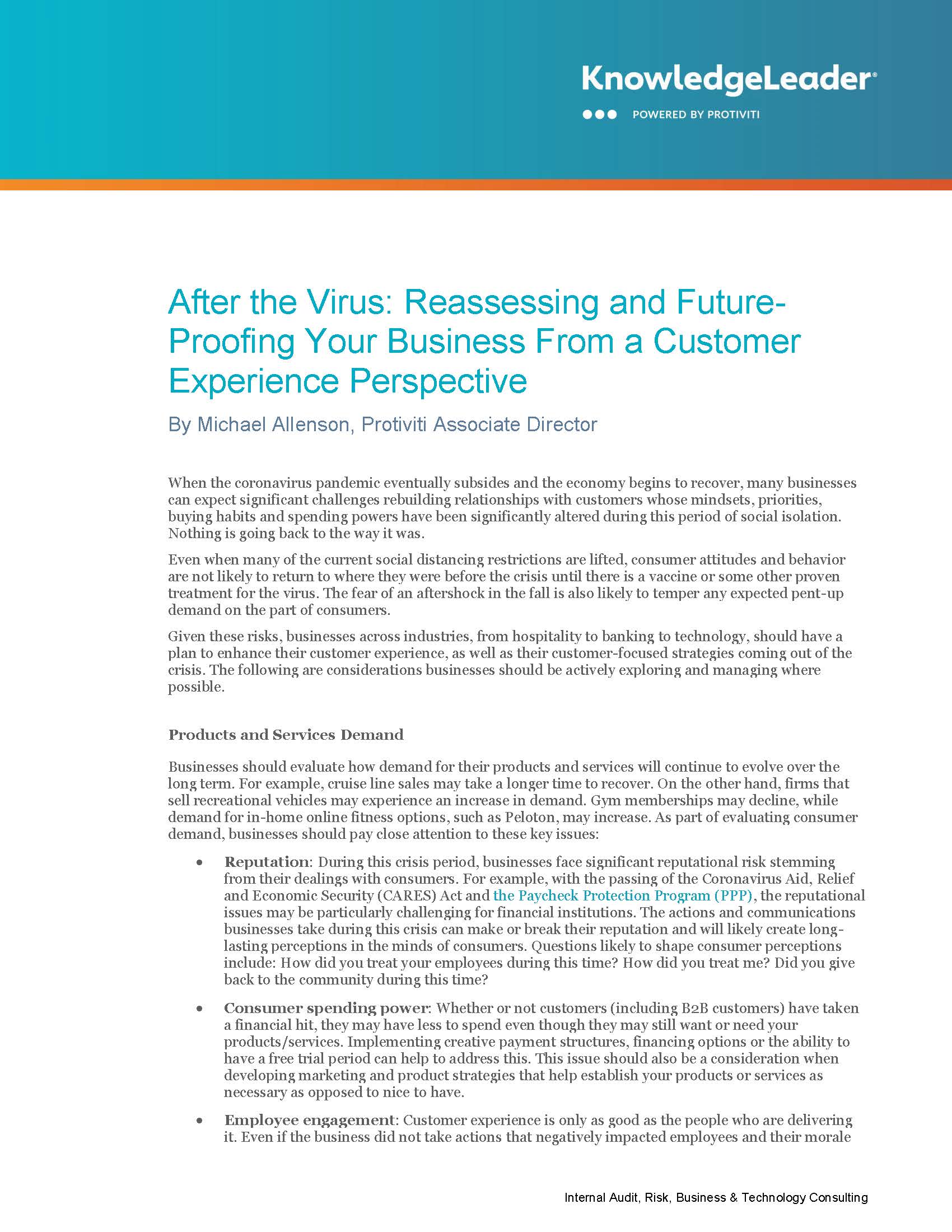 After the Virus: Reassessing and Future-Proofing Your Business From a Customer Experience Perspective