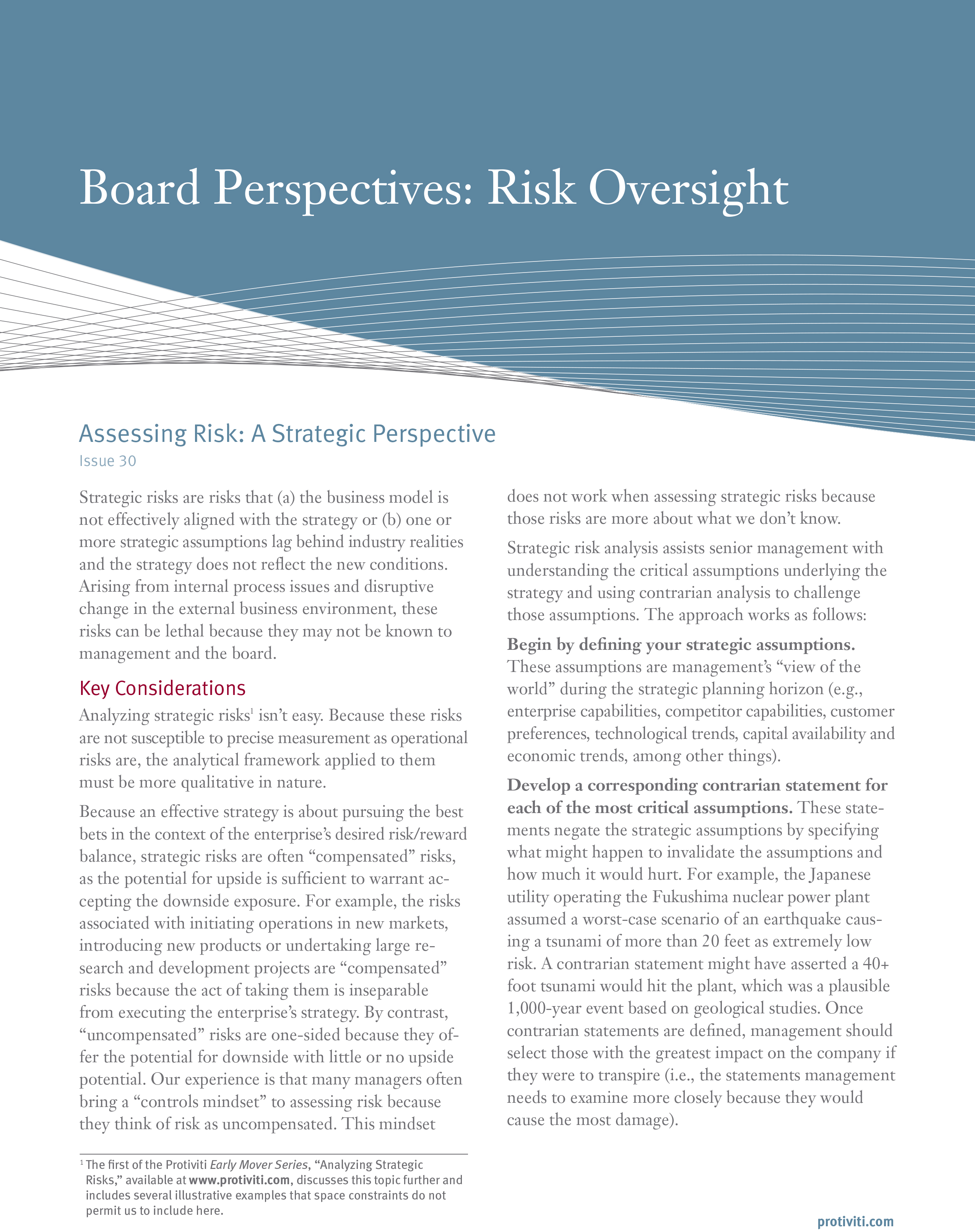 Screenshot of the first page of Assessing Risk - A Strategic Perspective