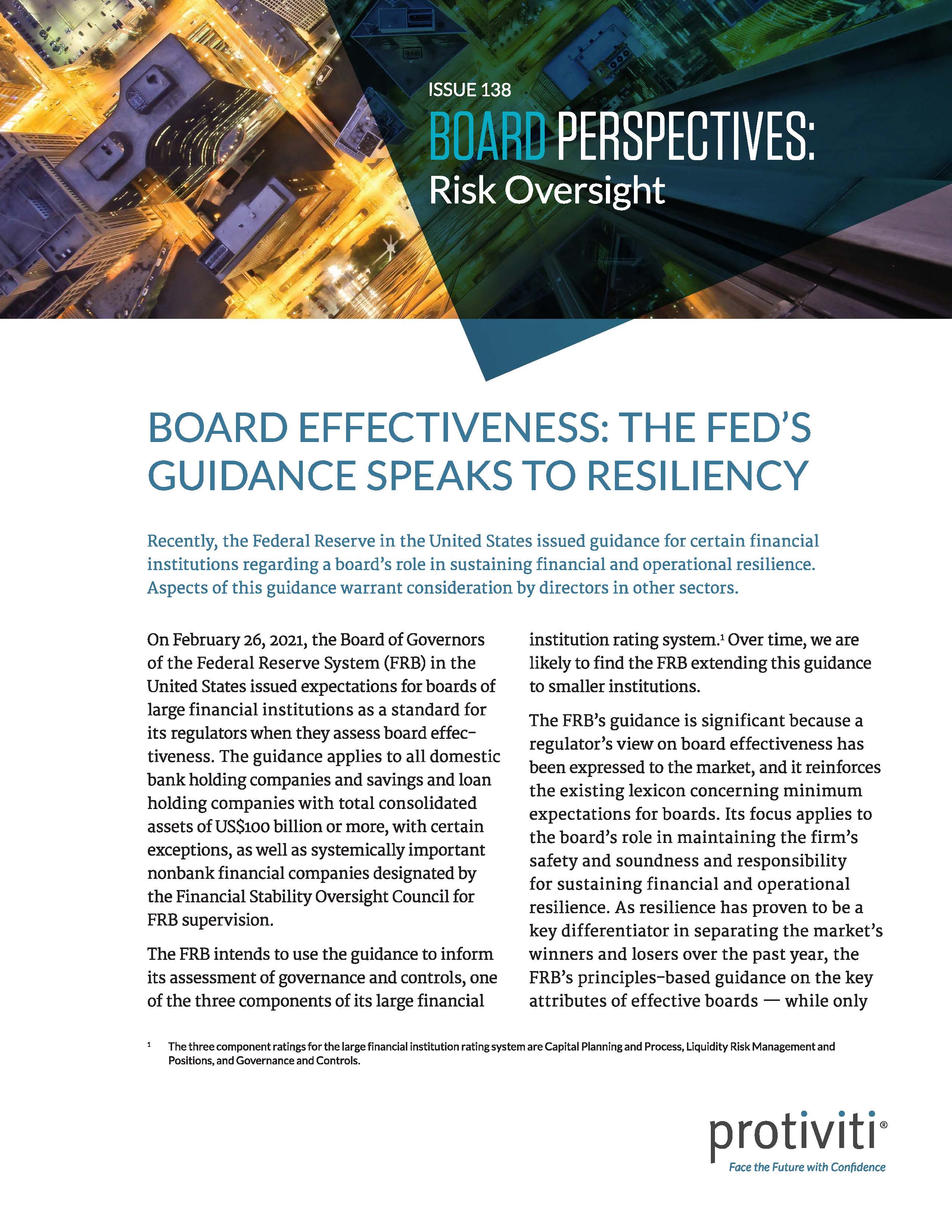 Screenshot of the first page of Board Effectiveness The Fed’s Guidance Speaks to Resiliency