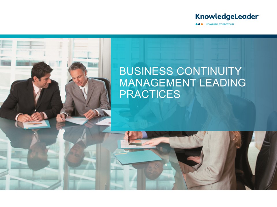 Screenshot of the first page of Business Continuity Management Leading Practices