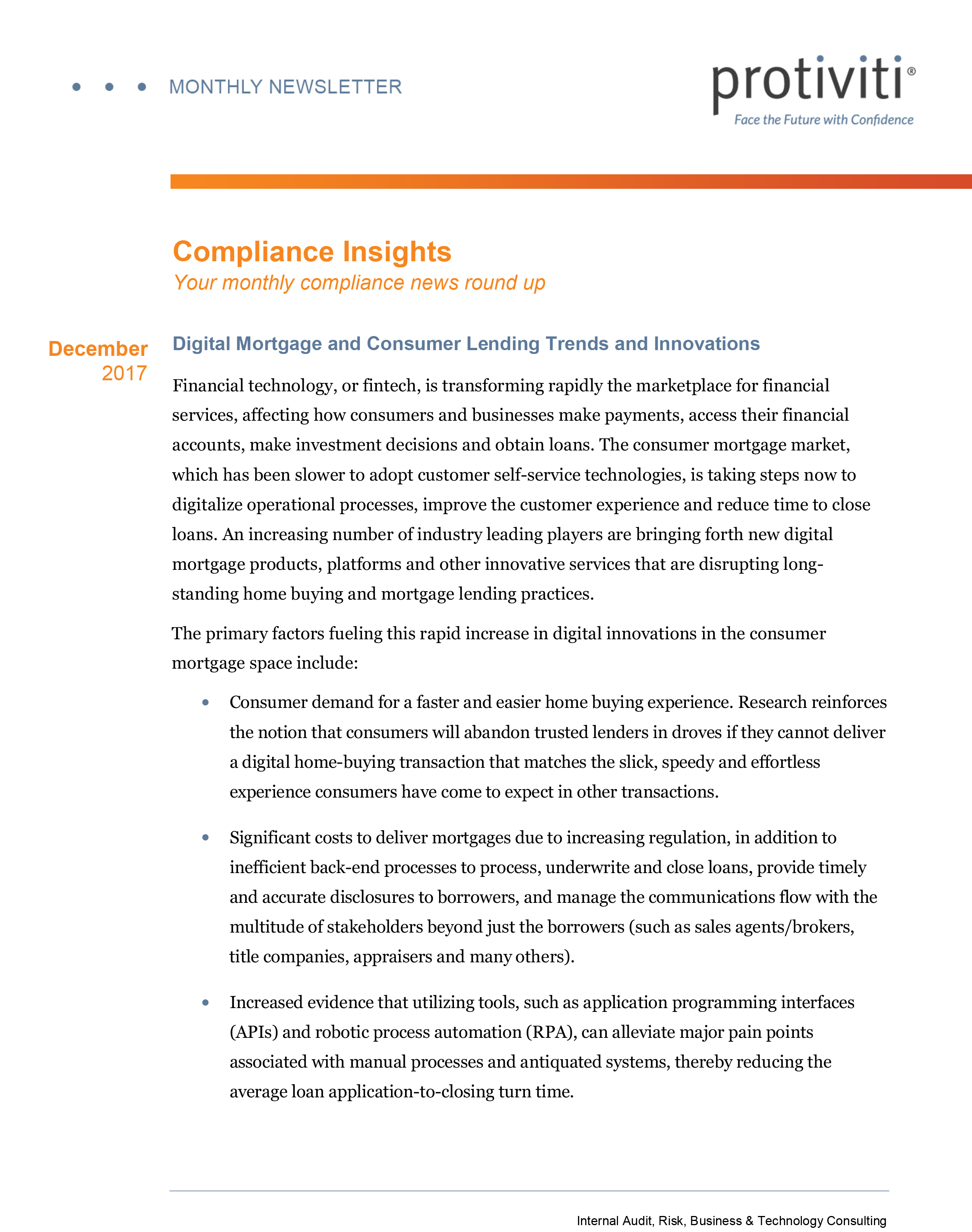 Screenshot of the first page of Compliance Insights: December 2017