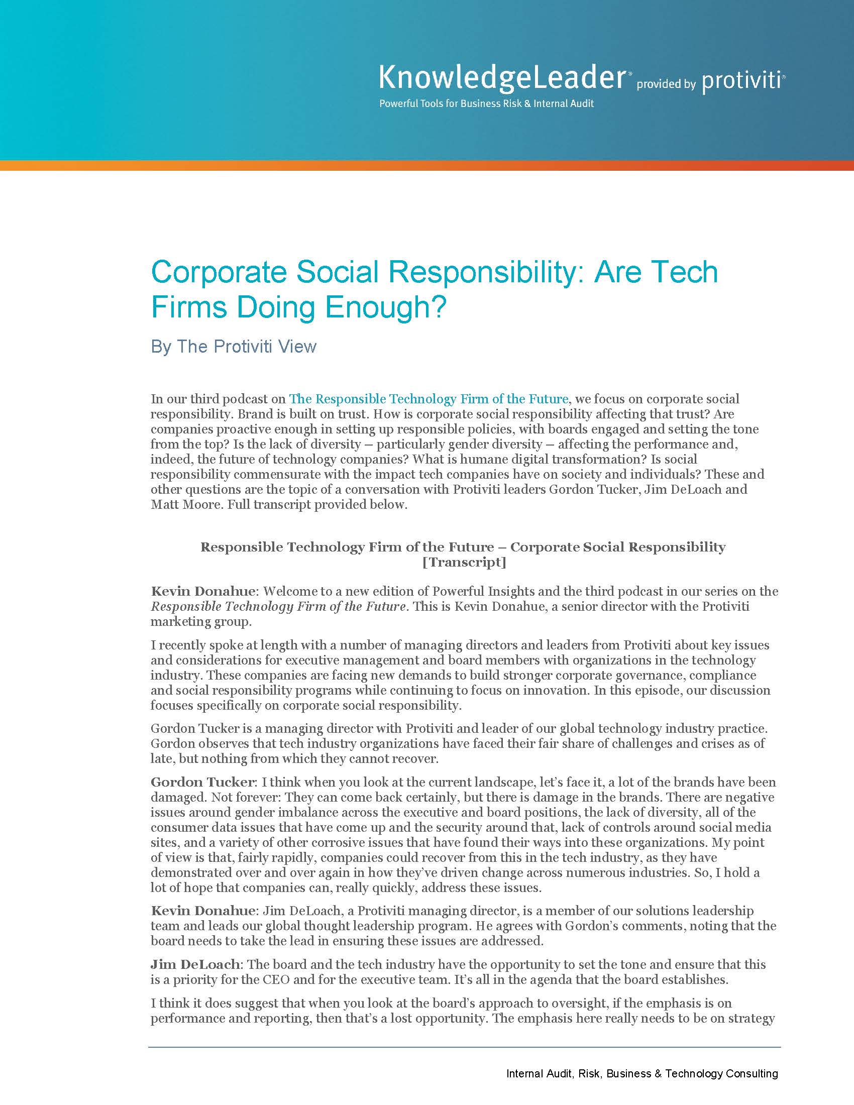 Screenshot of the first page of Corporate Social Responsibility: Are Tech Firms Doing Enough?