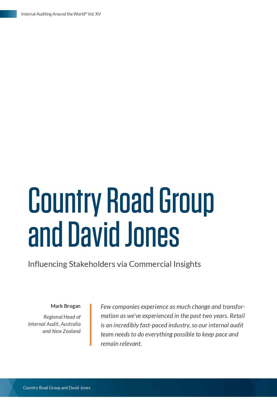 Screenshot of the first page of Country Road Group and David Jones: Influencing Stakeholders via Commercial Insights