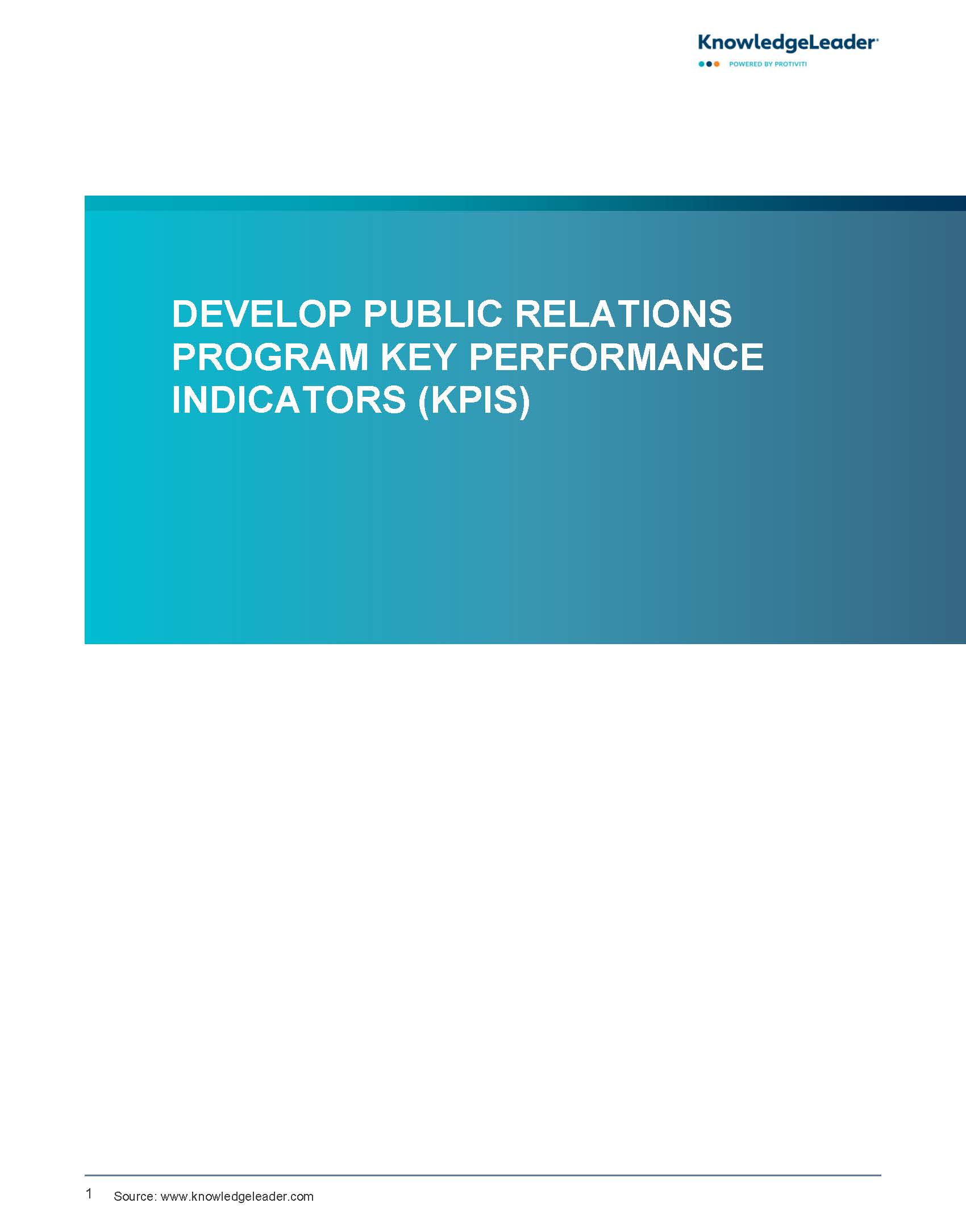 Screenshot of the first page of Develop Public Relations Program Key Performance Indicators (KPIs)