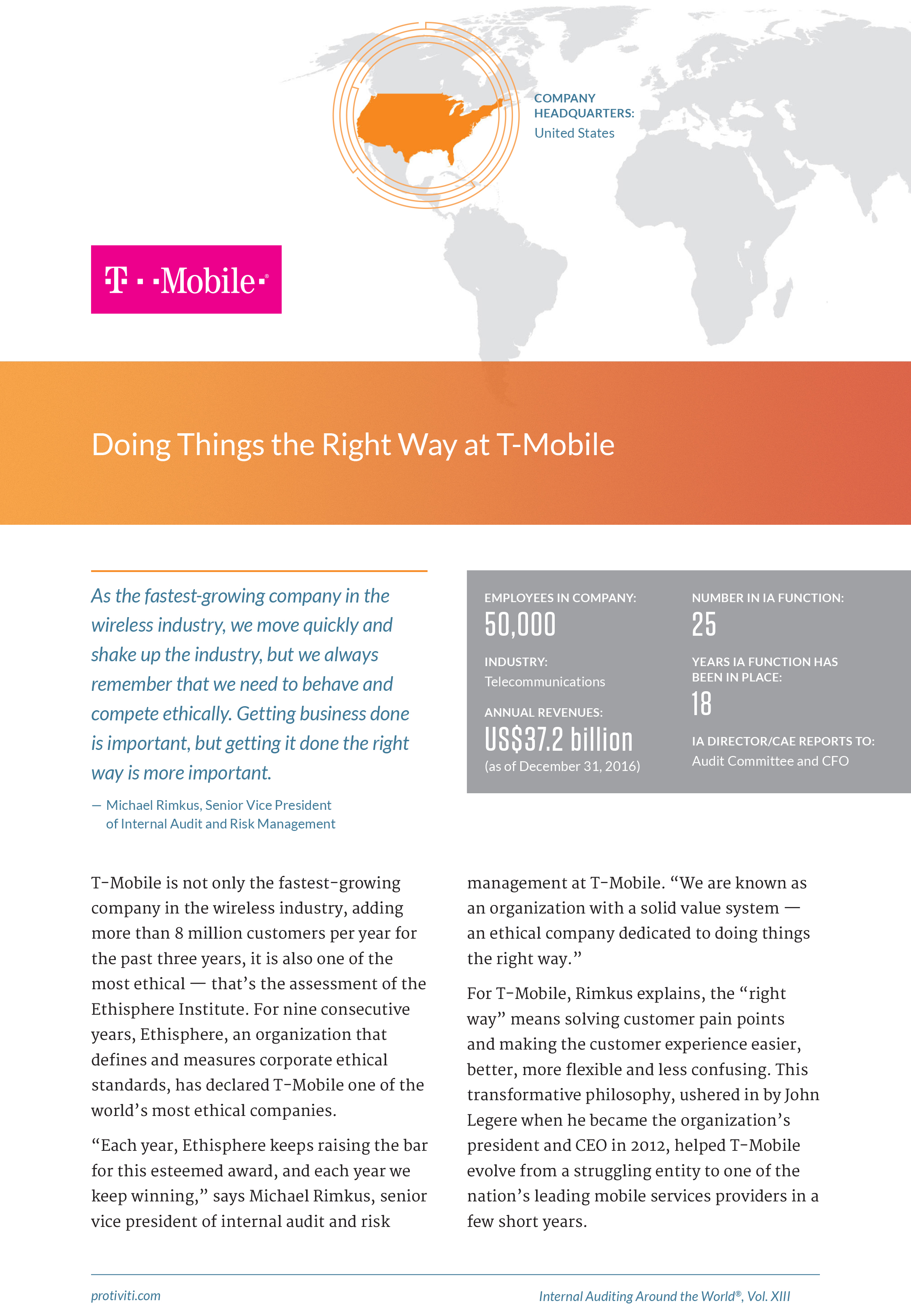 Screenshot of the first page of Doing Things the Right Way at T-Mobile