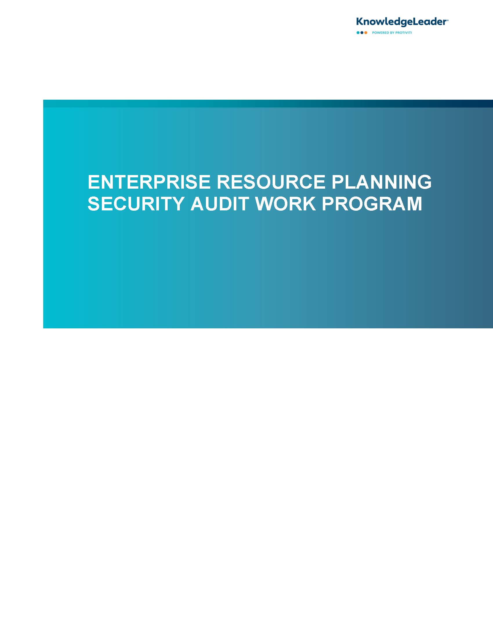 Screenshot of the first page of Enterprise Resource Planning Security Audit Work Program