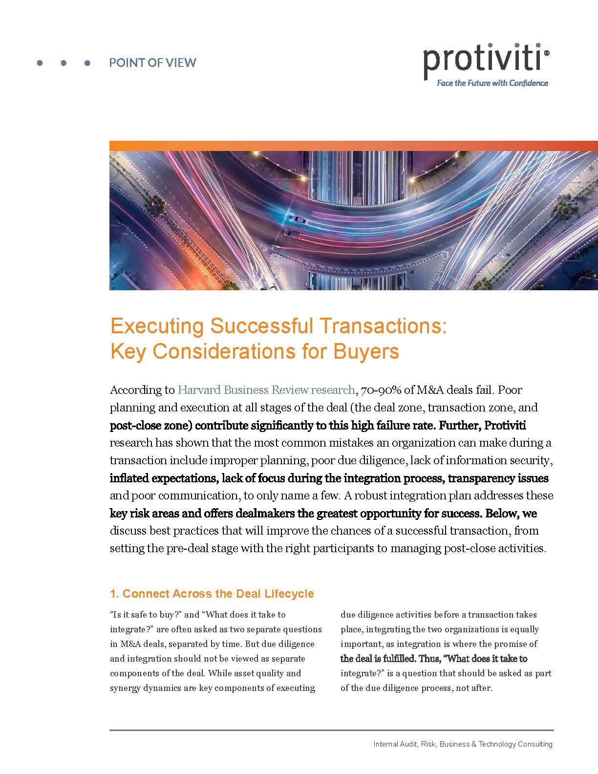 Screenshot of the first page of Executing Successful Transaction Key Considerations for Buyers