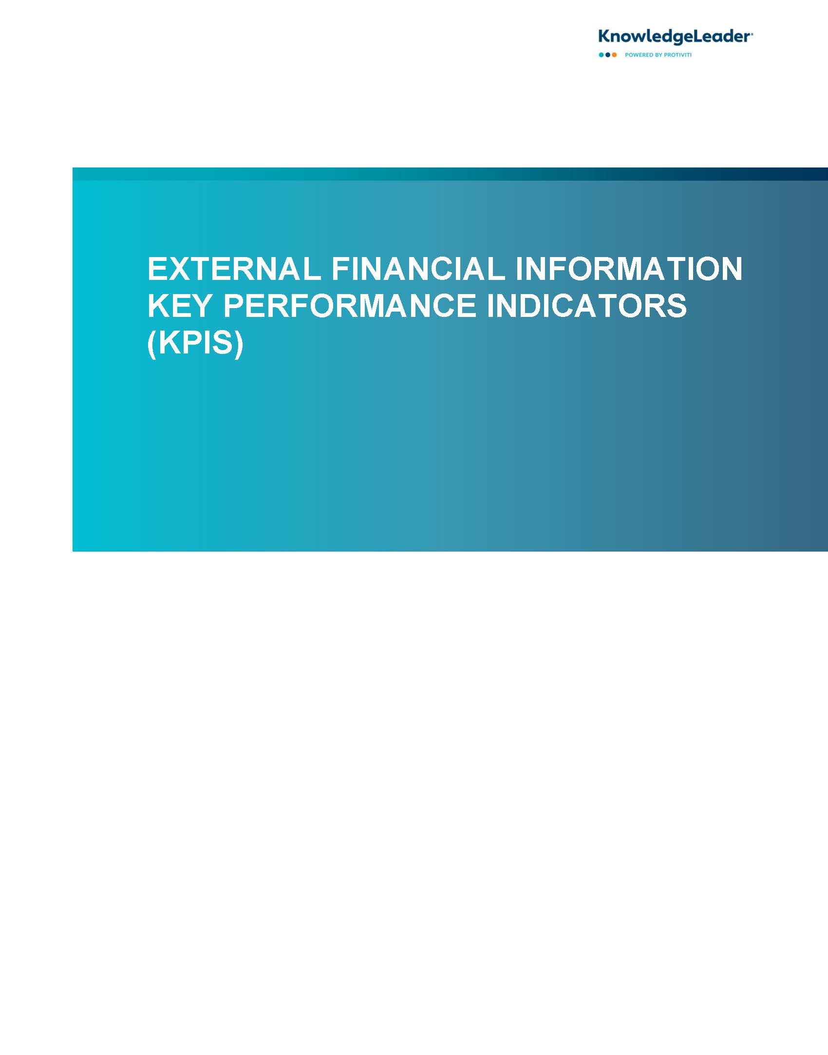 Screenshot of the first page of External Financial Information Key Performance Indicators (KPIs)