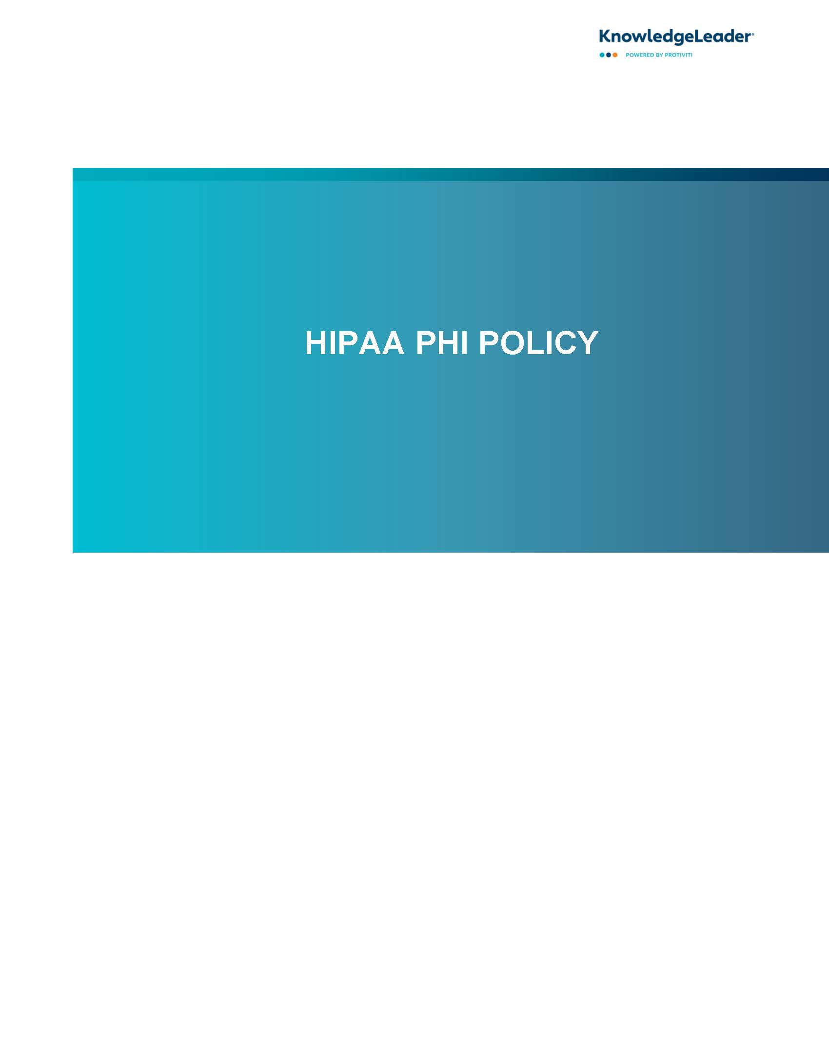 HIPAA PHI Policy