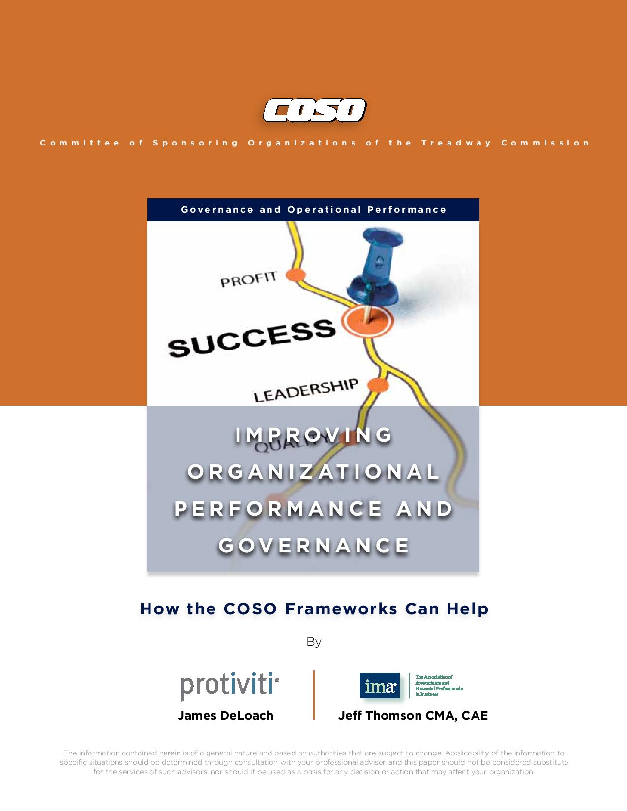 Screenshot of the first page of How COSO Frameworks Improve Organizational Performance and Governance