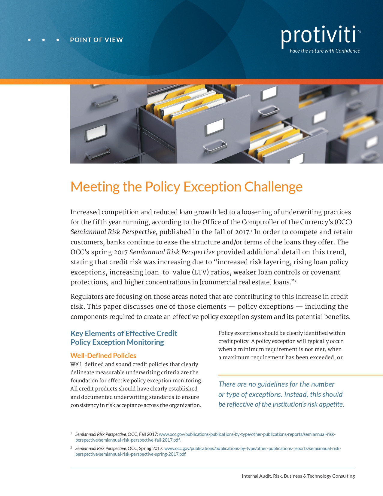 Screenshot of the first page of Meeting the Policy Exception Challenge