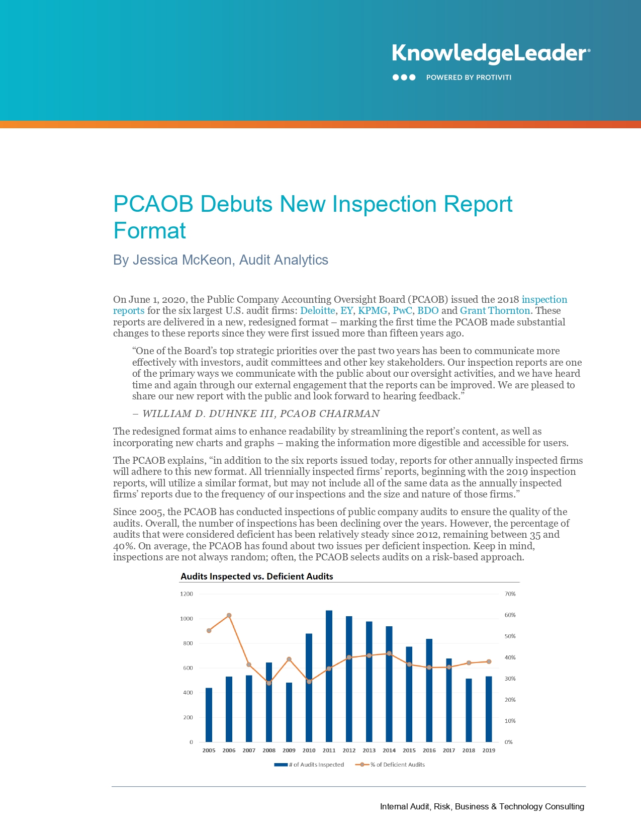 Screenshot of PCAOB Debuts New Inspection Report Format