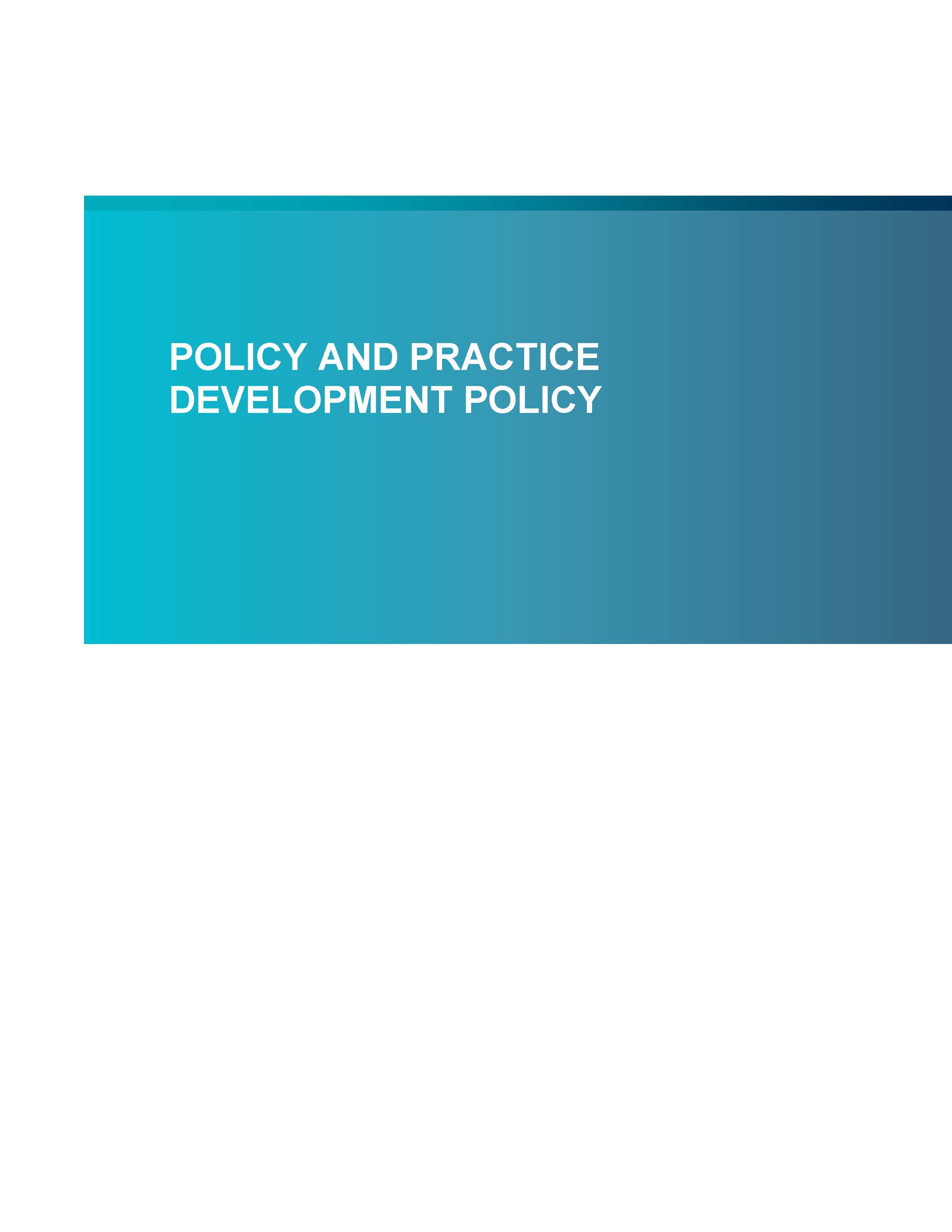 Screenshot of the first page of Policy and Practice Development Policy