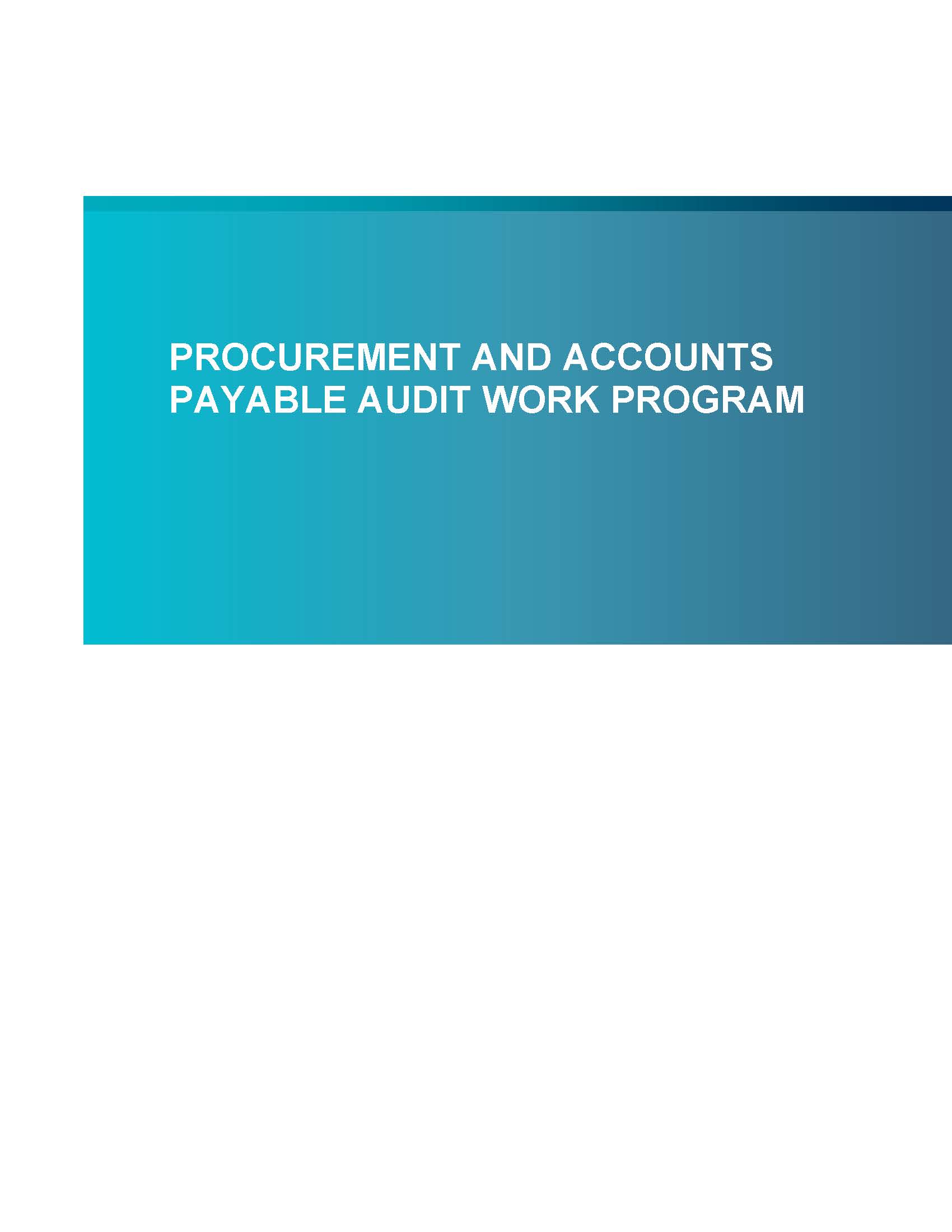 Screenshot of the first page of Procurement and Accounts Payable Audit Work Program