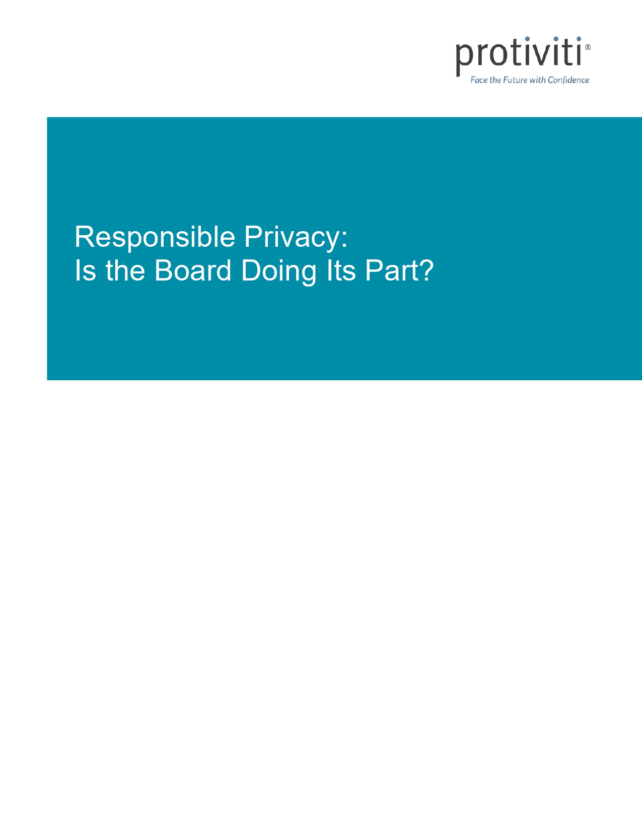 Screenshot of the first page of Responsible Privacy Is the Board Doing Its Part — Protiviti Whitepaper