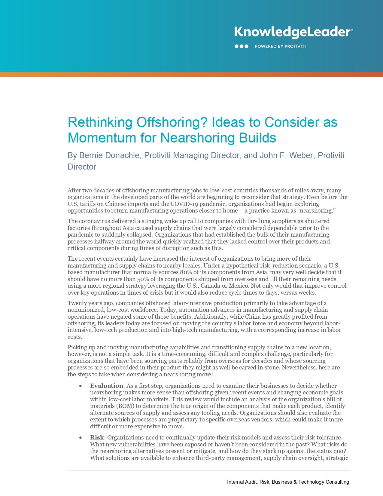 Rethinking Offshoring Ideas to Consider as Momentum for Nearshoring Builds