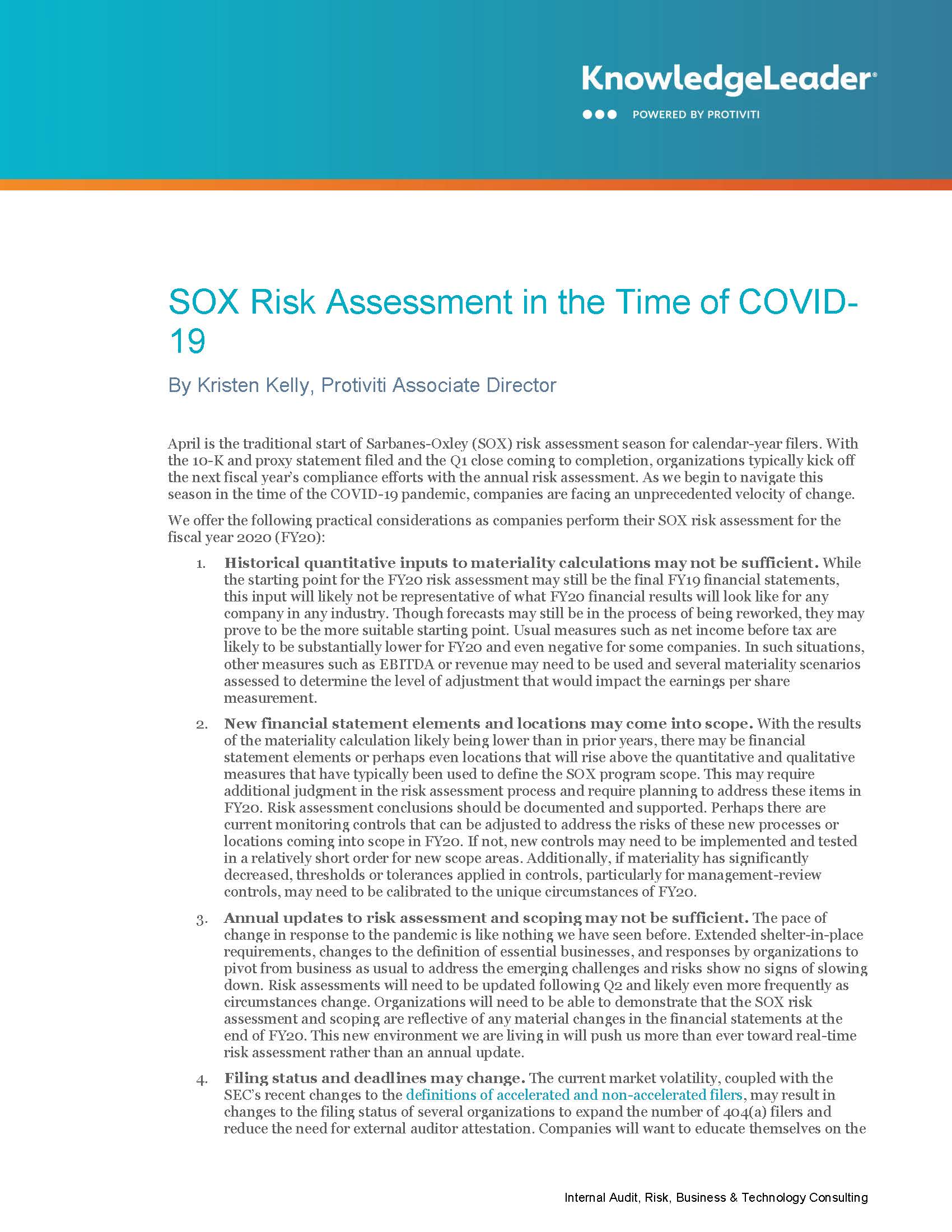 SOX Risk Assessment in the Time of COVID-19