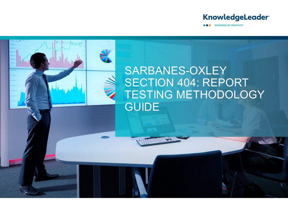 Screenshot of the first page of Sarbanes-Oxley Section 404 Report Testing Methodology Guide
