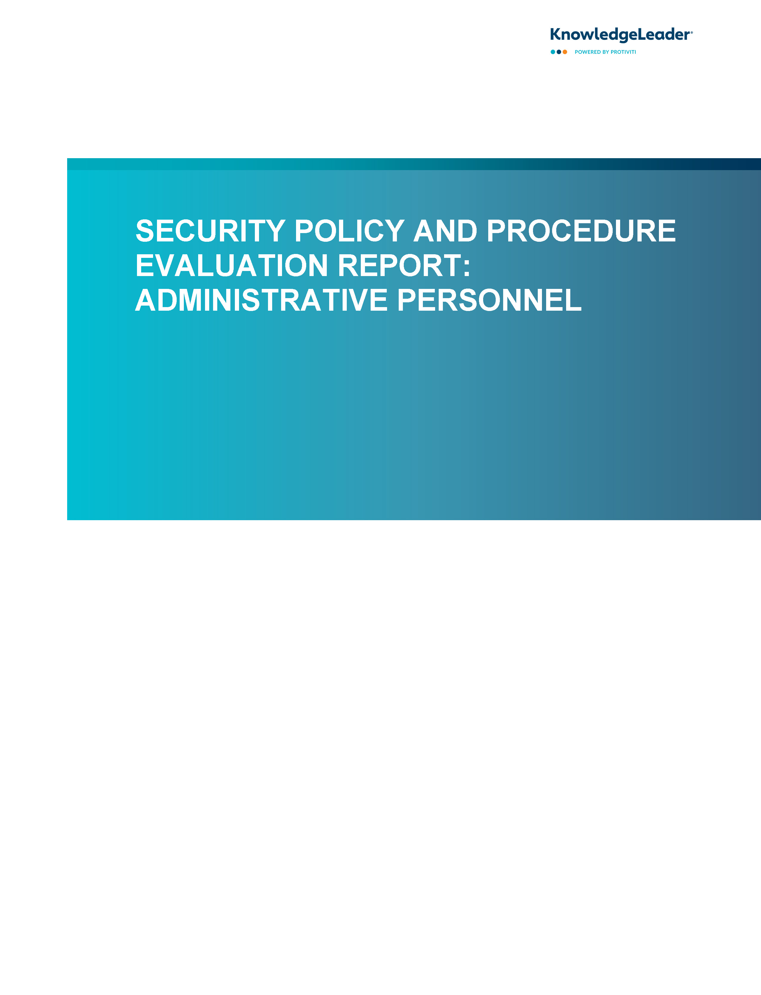 Screenshot of the first page of Security Policy and Procedure Evaluation Report - Administrative Personnel