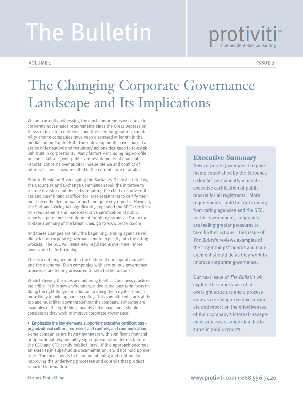 Screenshot of the first page of The Changing Corporate Governance Landscape and Its Implications