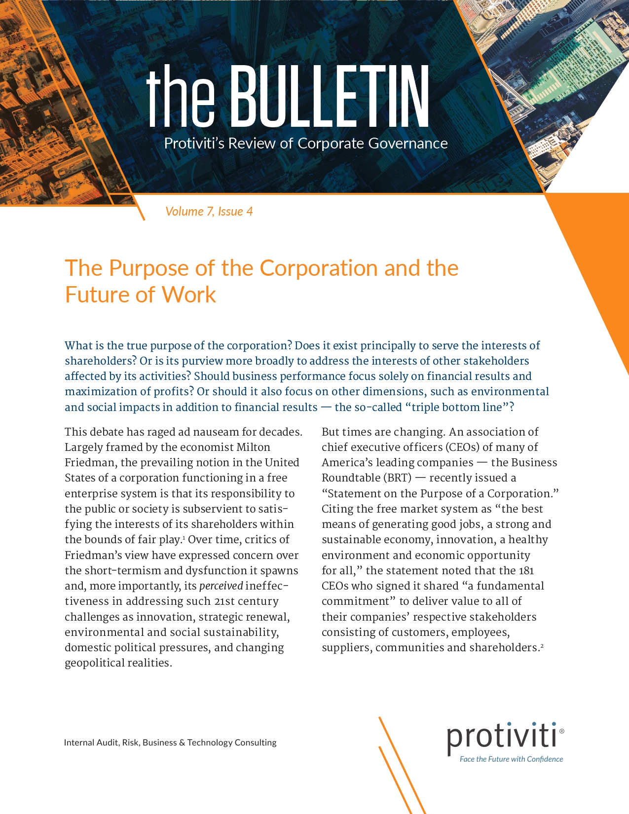 Screenshot of the first page of The Purpose of the Corporation and the Future of Work