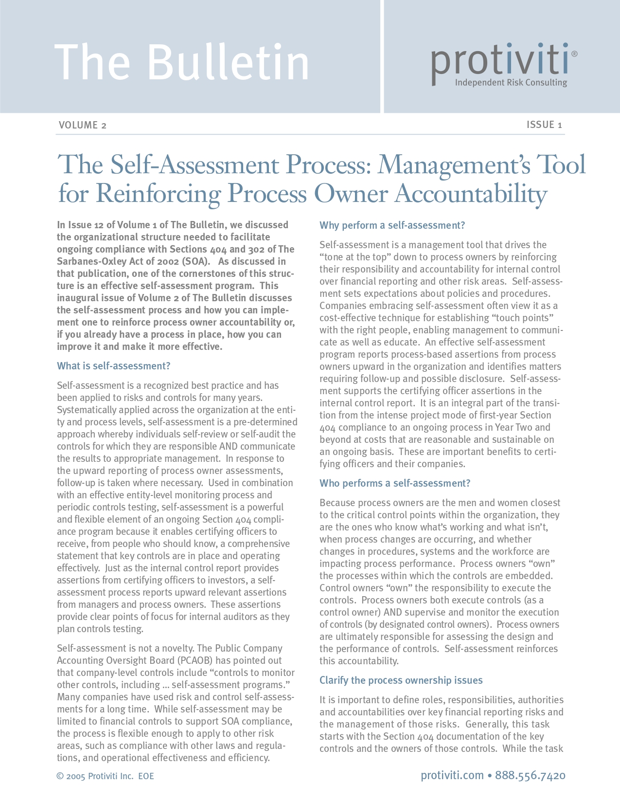 Screenshot of the first page of The Self-Assessment Process