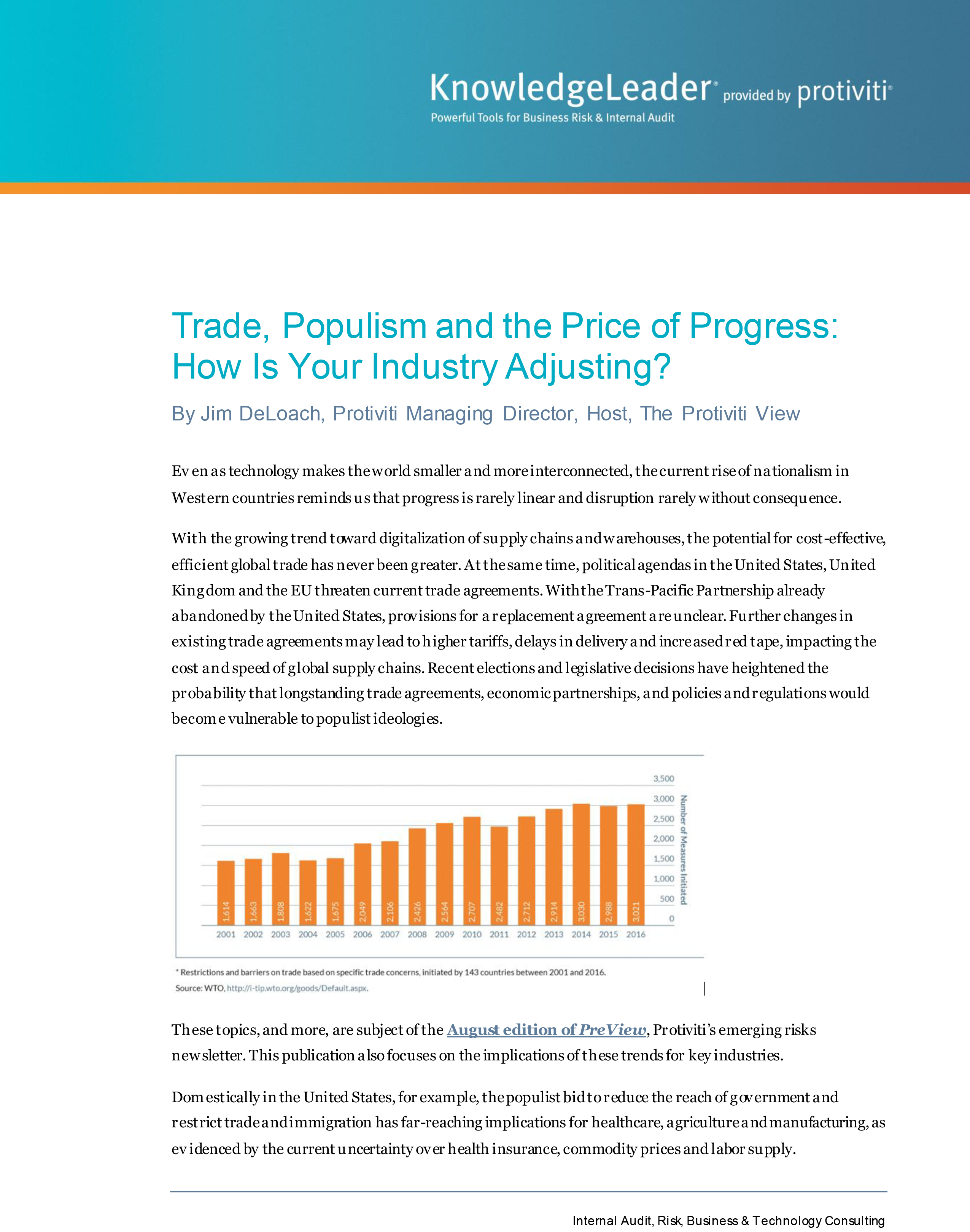 Screenshot of the first page of Trade, Populism and the Price of Progress - How Is Your Industry Adjusting