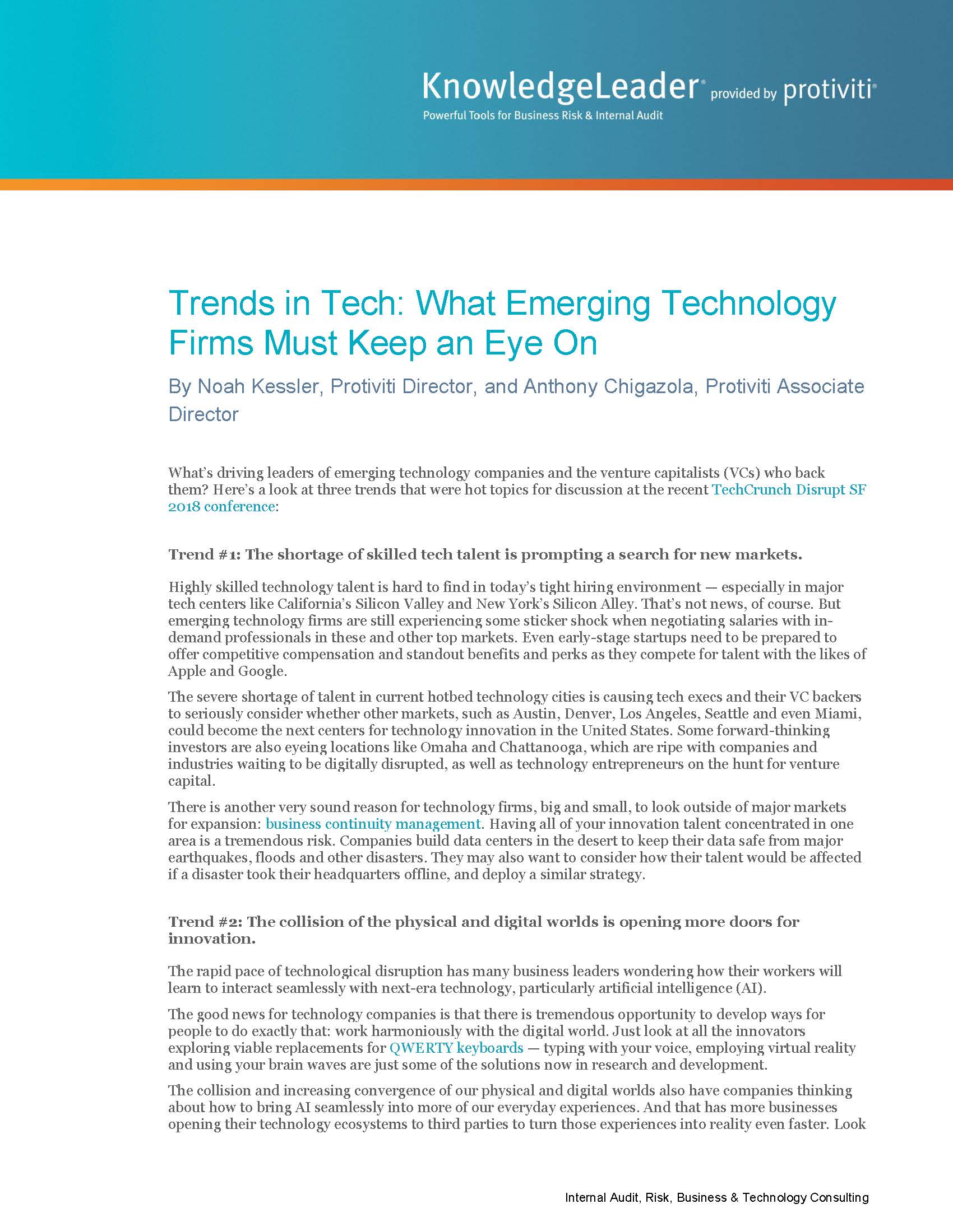 Screenshot of the first page of Trends in Tech What Emerging Technology Firms Must Keep an Eye On