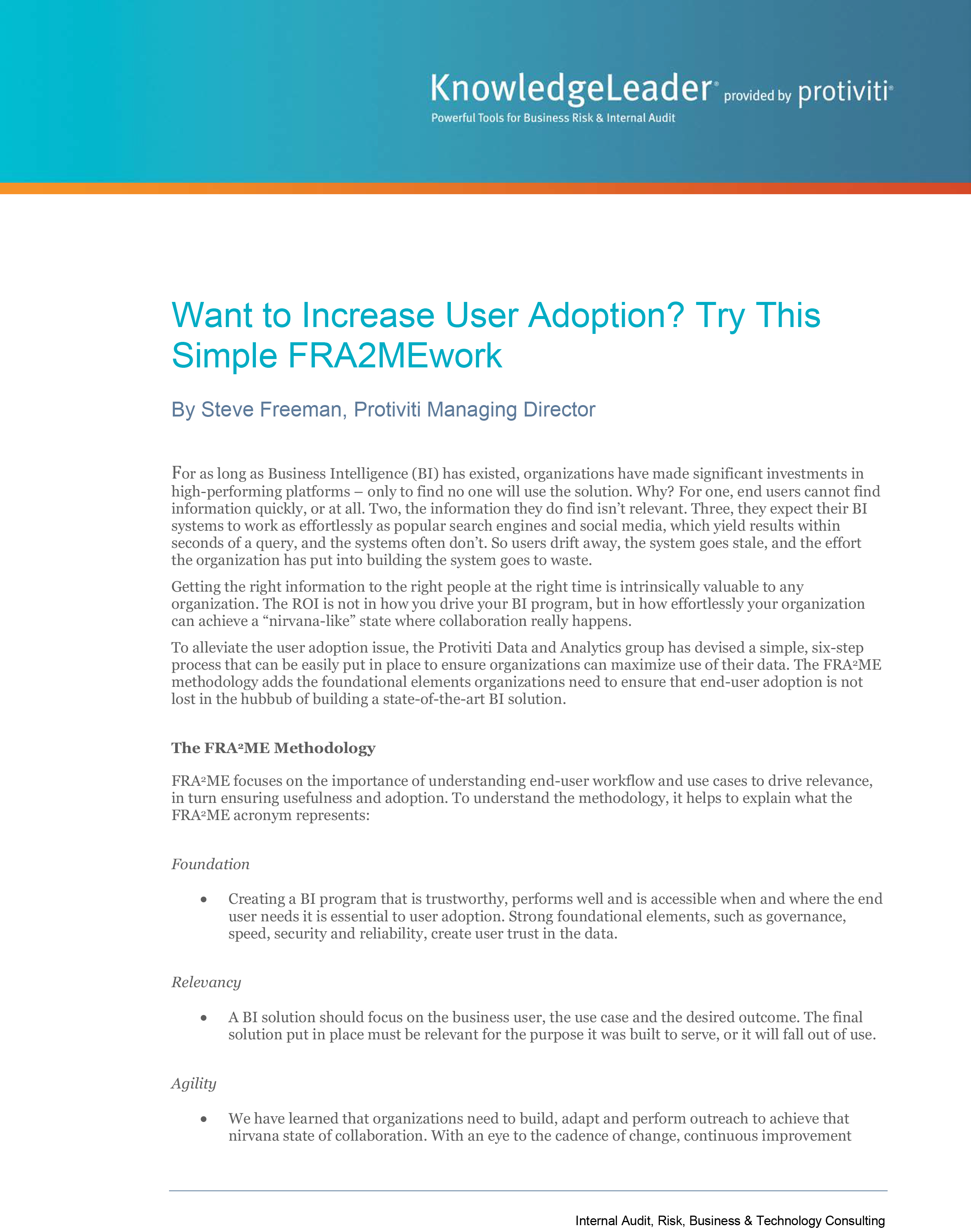 Screenshot of the first page of Want to Increase User Adoption? Try This Simple FRA2MEwork