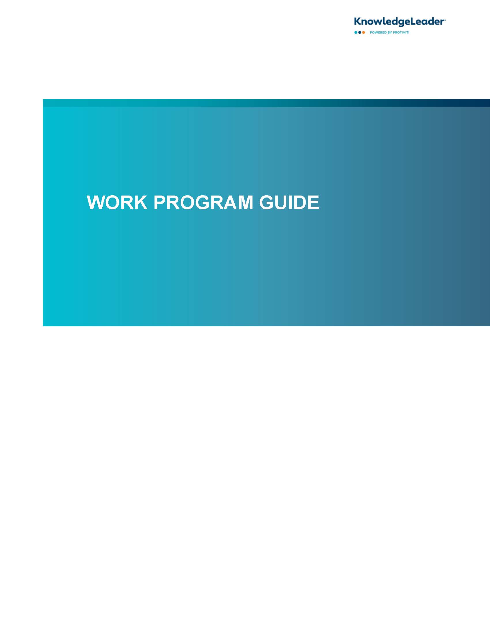 Screenshot of the first page of Work Program Guide