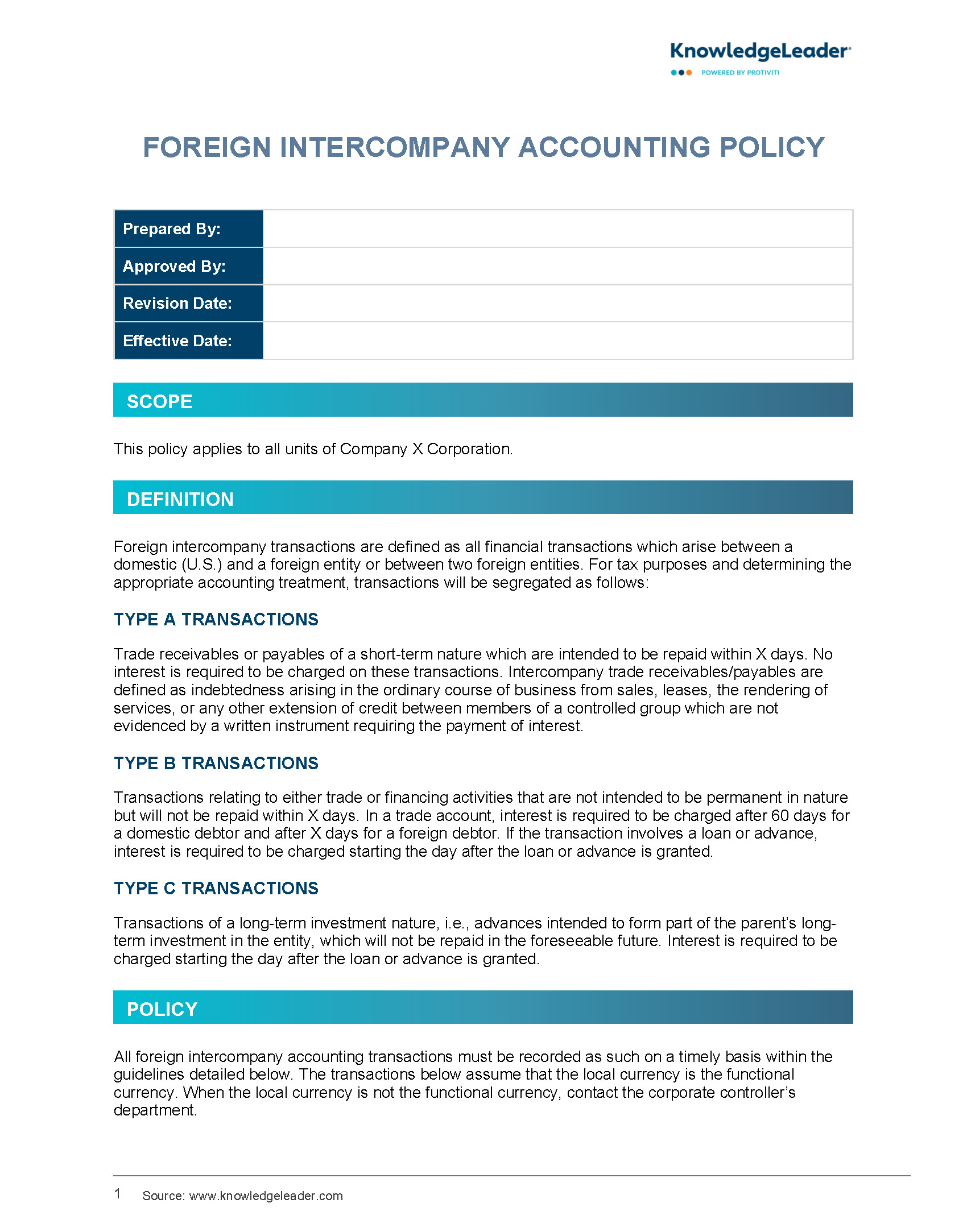 Foreign Intercompany Accounting Policy