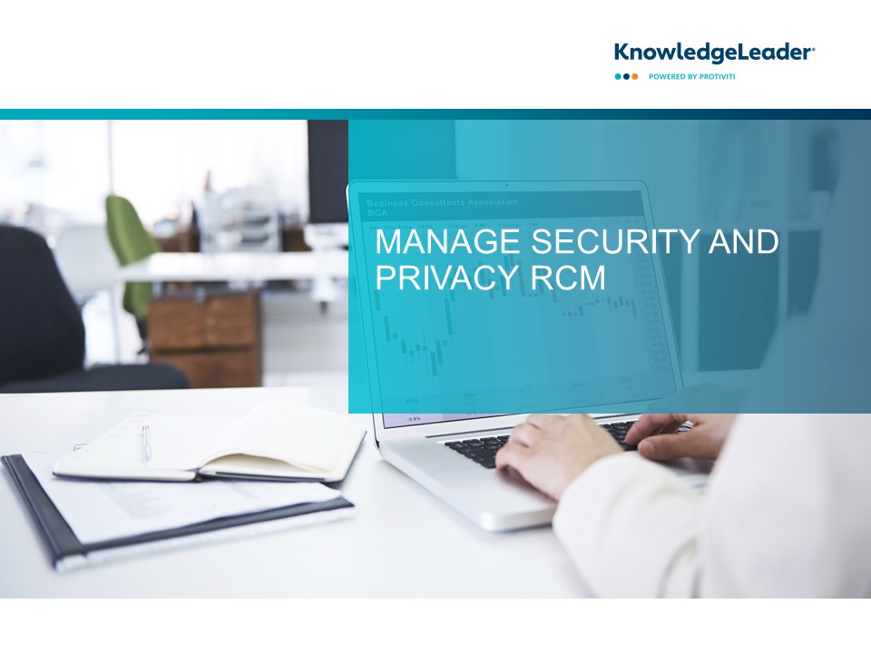 Screenshot of the first page of Manage Security and Privacy RCM