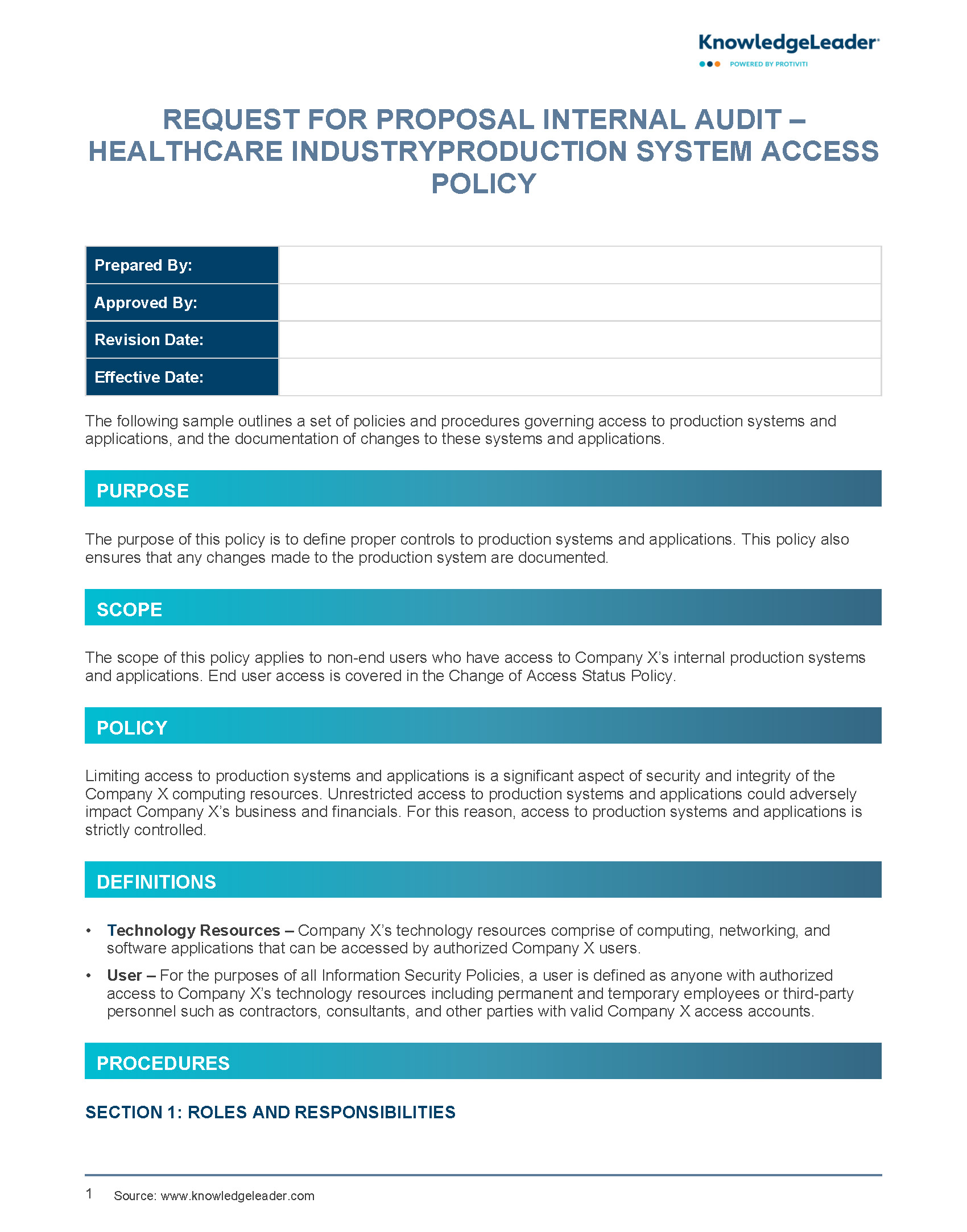 Production System Access Policy