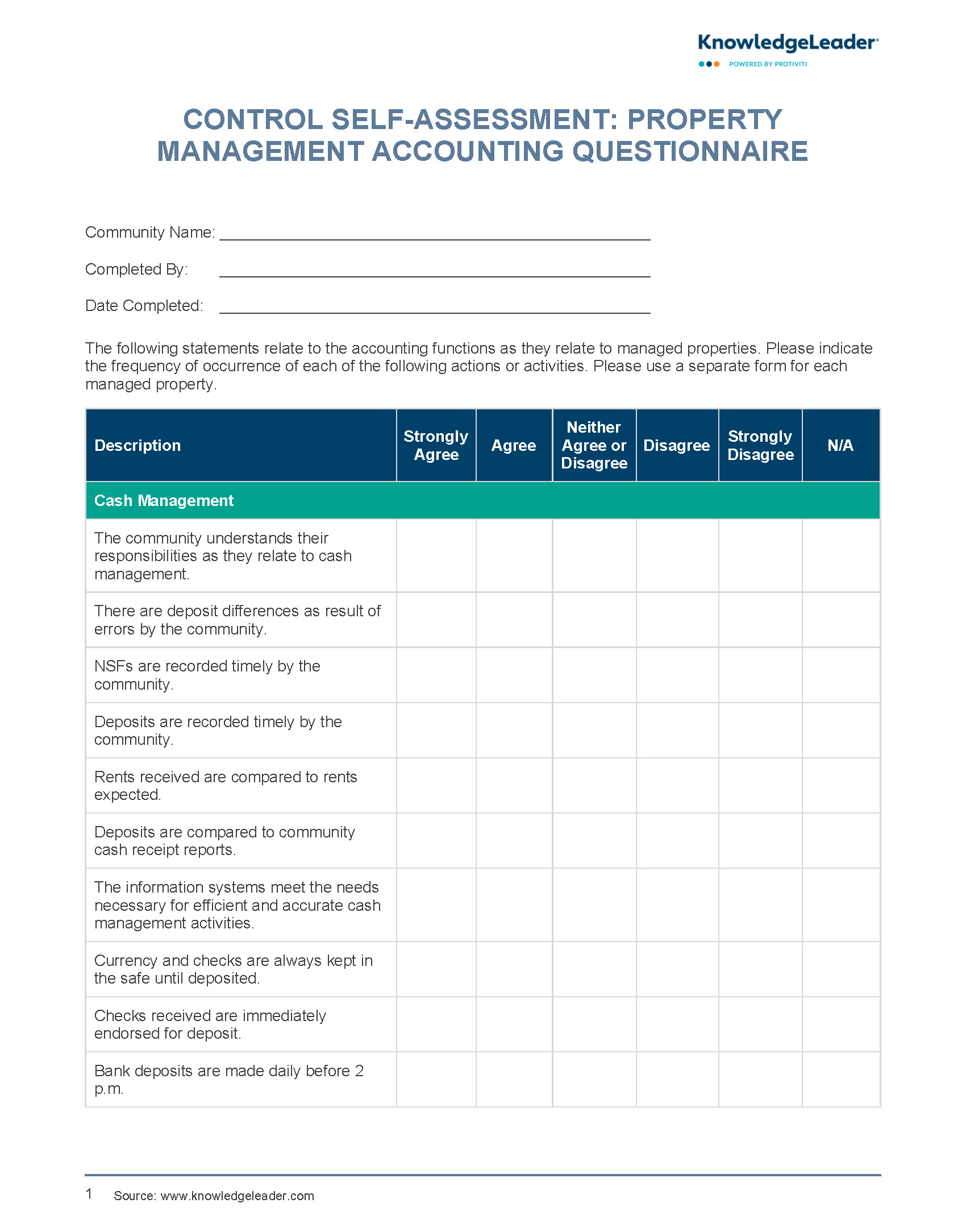 Control Self-Assessment: Property Management Accounting Ques…