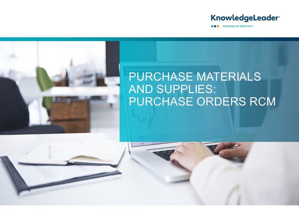Screenshot of the first page of Purchase Materials and Supplies: Purchase Orders RCM