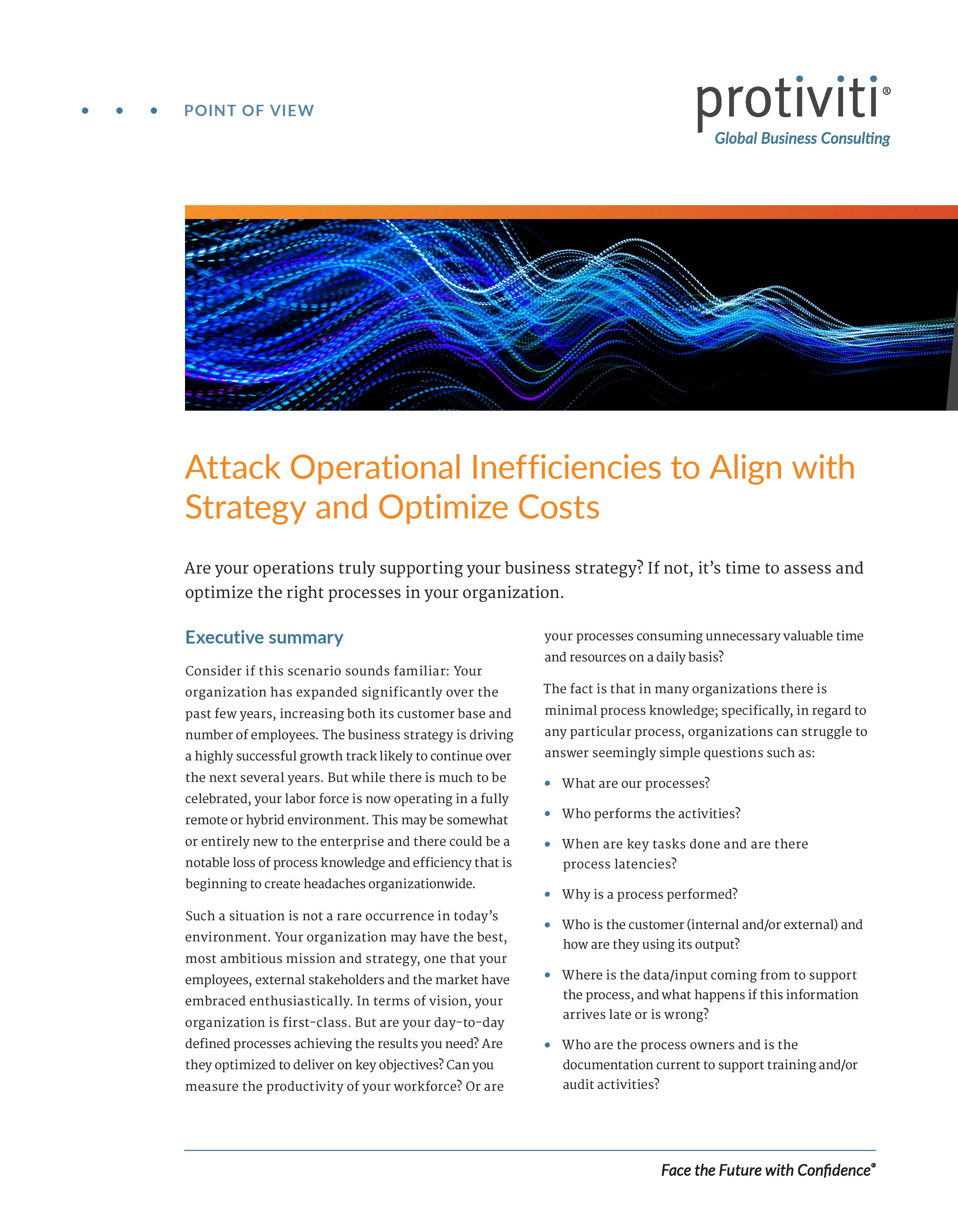 screenshot of the first page of Attack Operational Inefficiencies to Align With Strategy and Optimize Costs