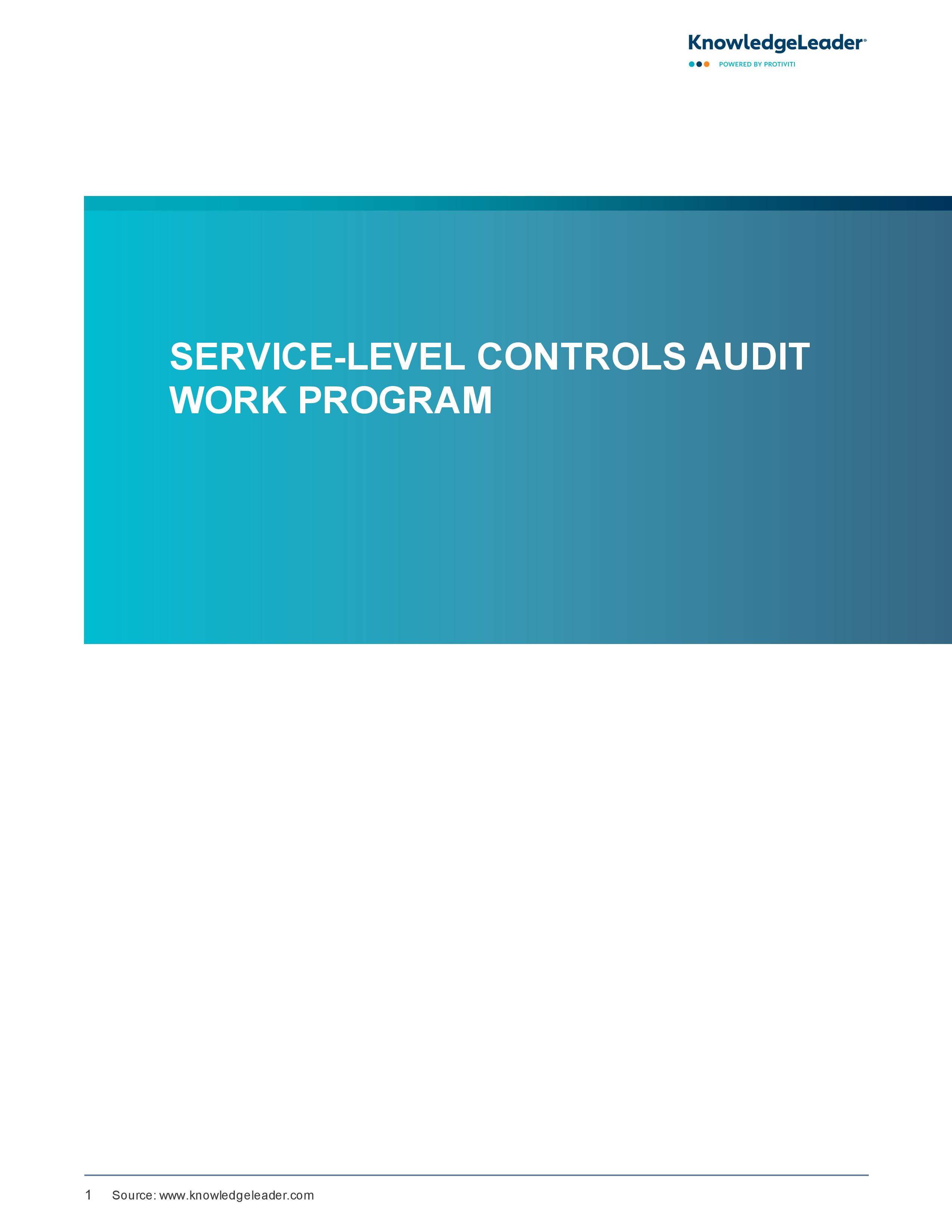 screenshot of the first page of Service-Level Controls Audit Work Program
