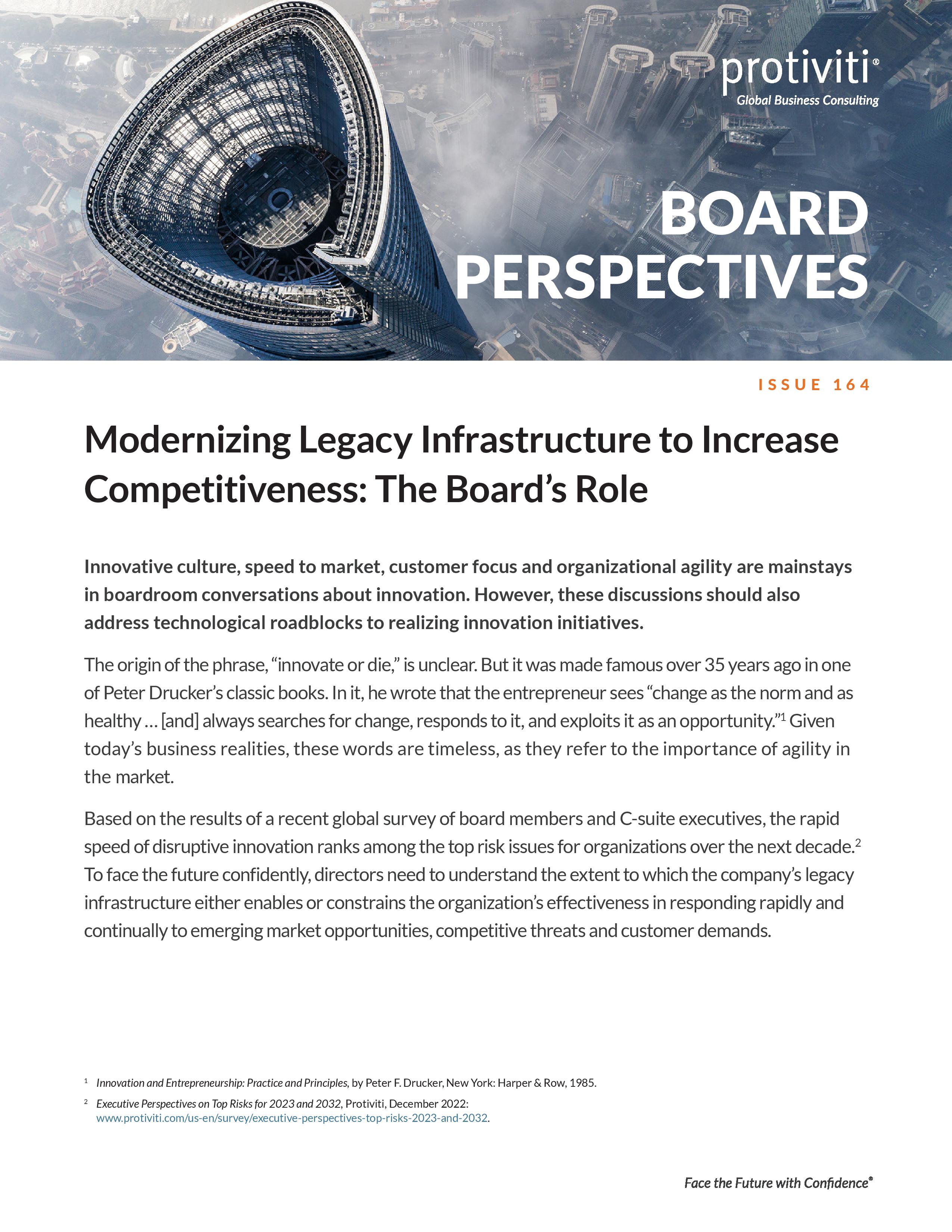 Screenshot of the first page of Modernizing Legacy Infrastructure to Increase Competitiveness The Board’s Role