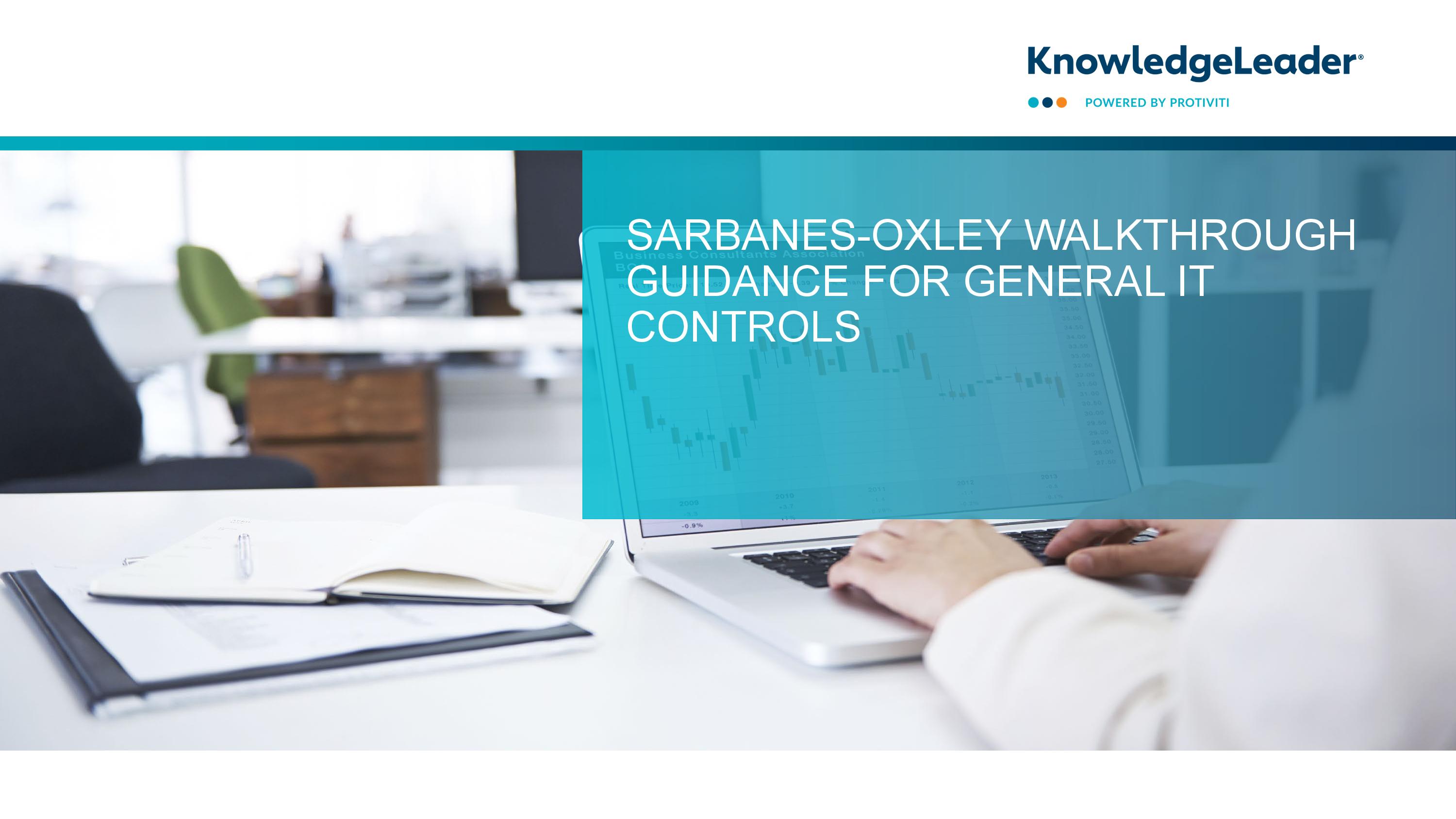 Screenshot of the first page of Sarbanes Oxley Walkthrough Guidance for General IT Controls