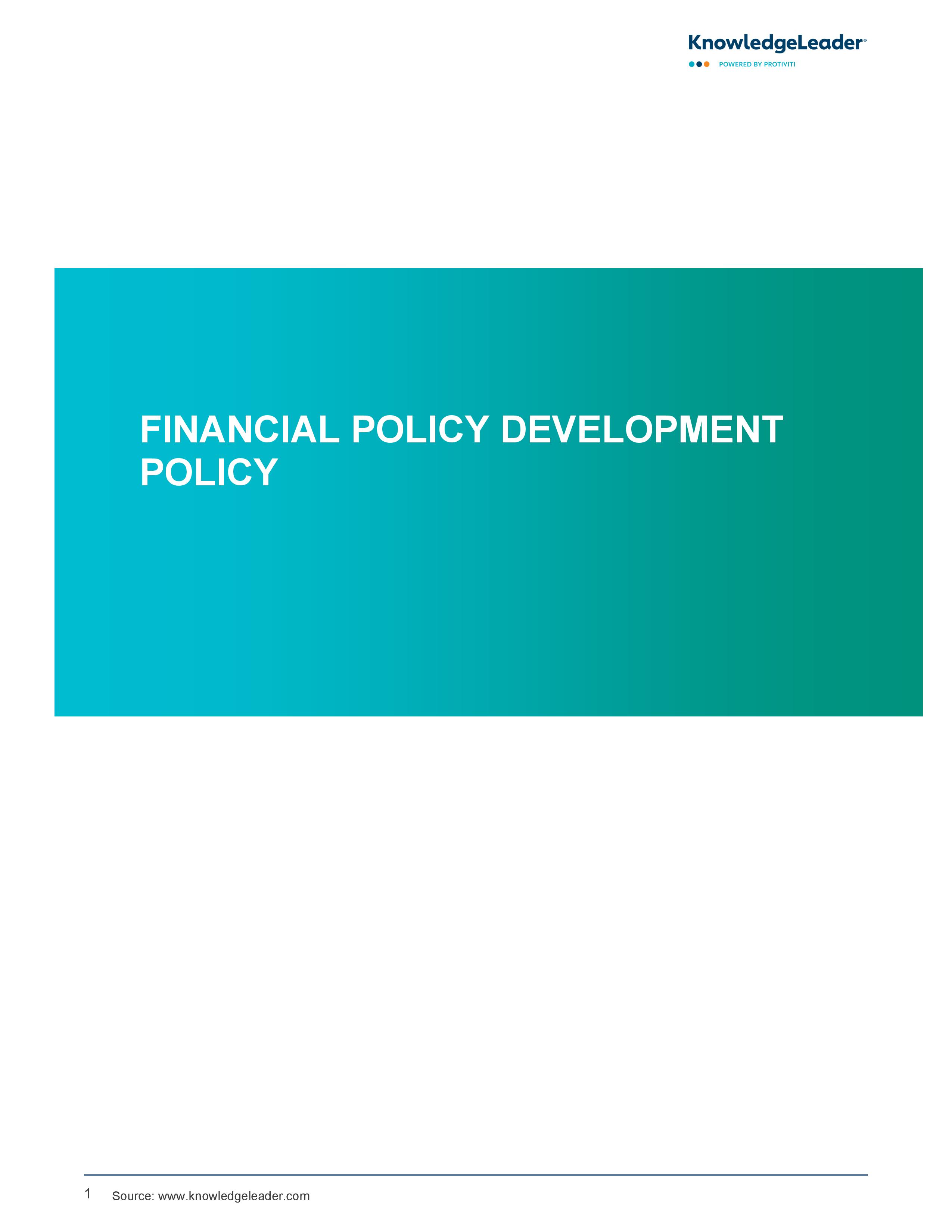 screenshot of the first page of Financial Policy Development Policy