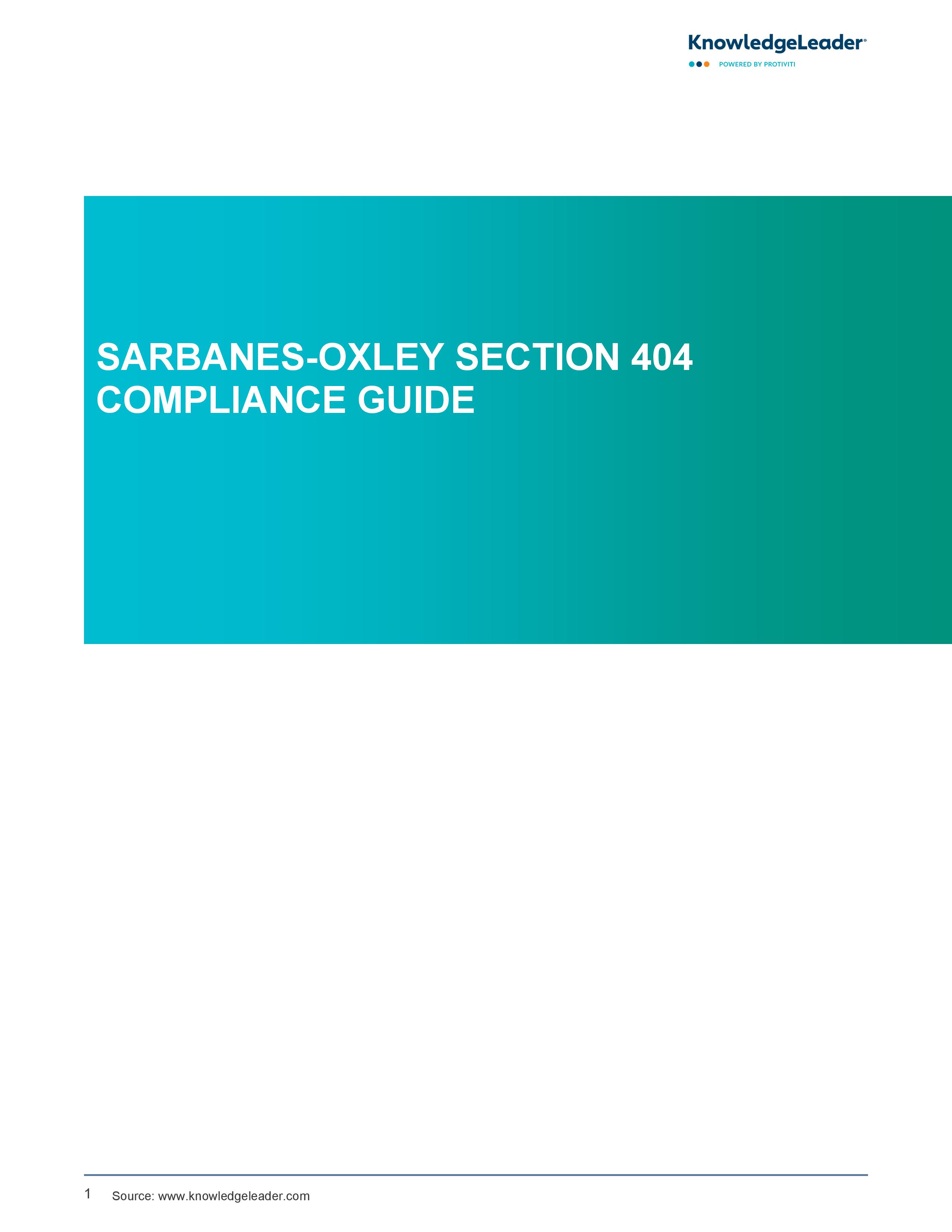 screenshot of the first page of Sarbanes-Oxley Section 404 Compliance Guide